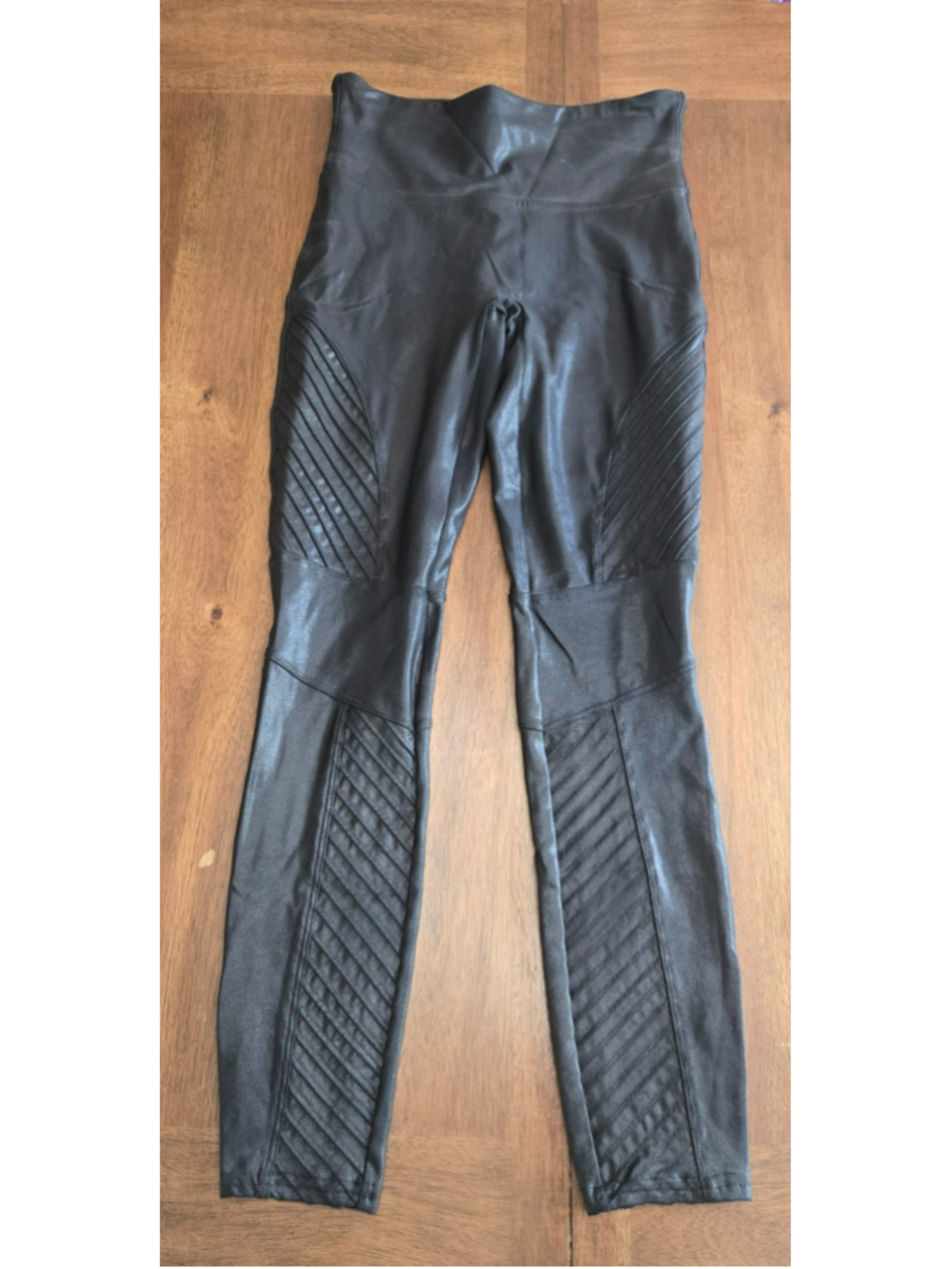 Spanx Leggings Womens S/P Black Faux Leather Moto High Rise Ankle Shaping 20136R
